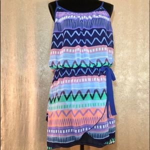 💙Stylebook spaghetti strap high low print sundress